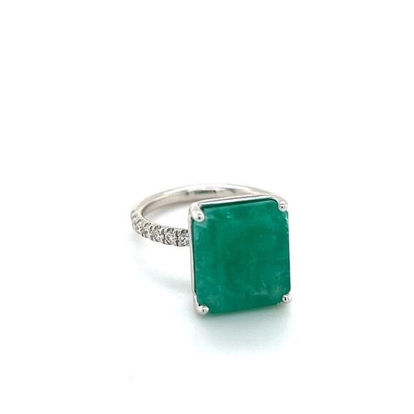 Natural Emerald Diamond Ring 6.5 14k WG 8.27 TCW Certified $4,950 310998 - Picture 6 of 10